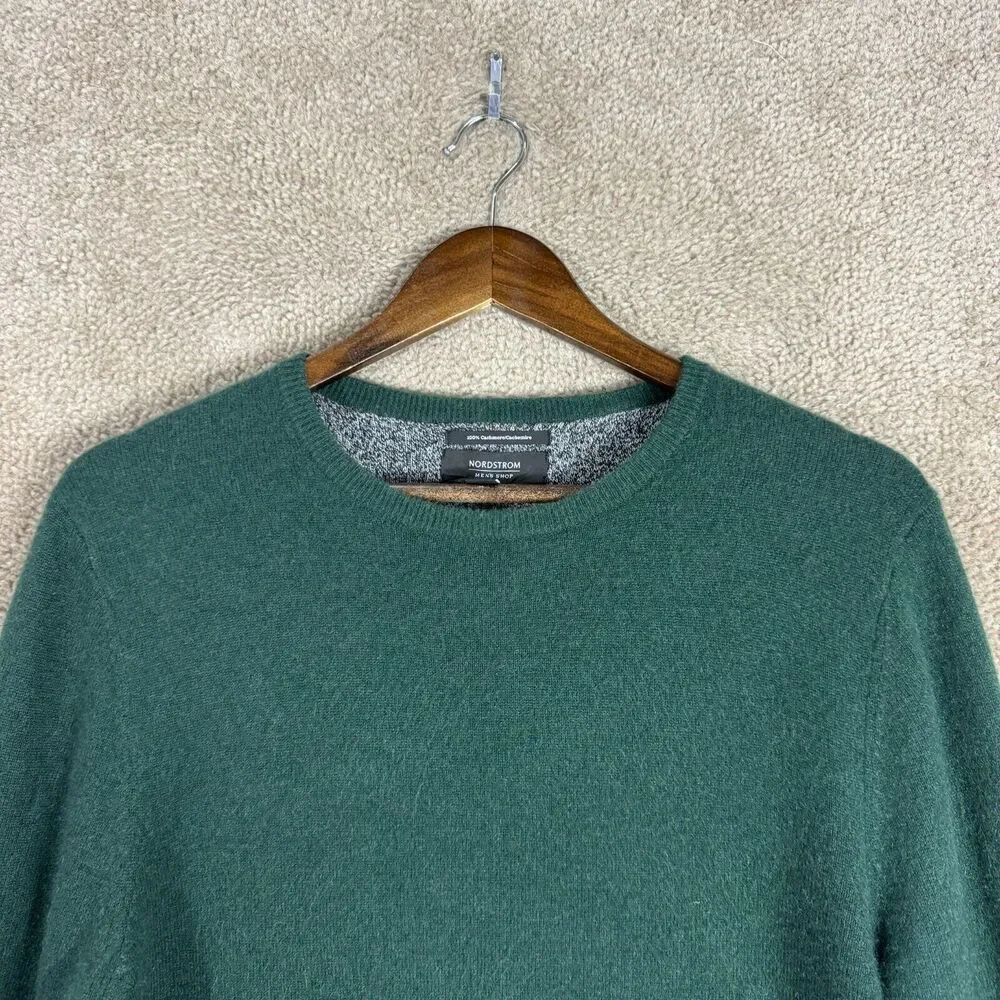 Nordstrom Sweater Mens Size Medium M Green Cashmere Crewneck Pullover Cozy Knit - Picture 2 of 7
